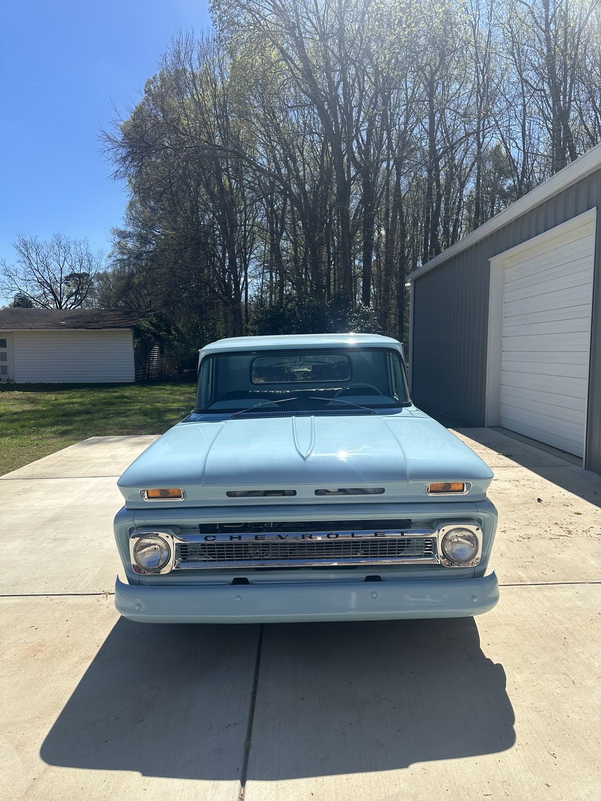 1965 Chevrolet C10 head-on after detail